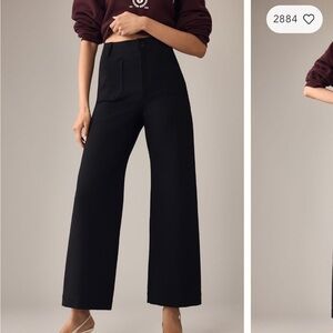 Nwt! $120 Anthropologie Maeve Colette ponte cropped wide leg pants 2 black